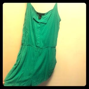 Sea green polka-dot romper